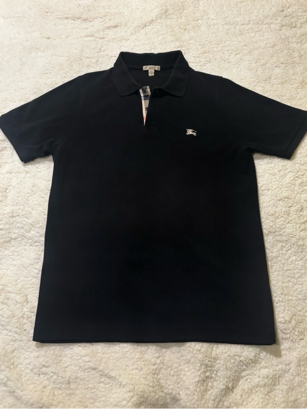 Burberry Black Polo with Signature Check Placket0349